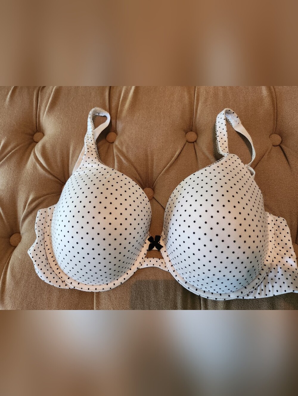 Victorias Secret White and Black Polka Dot  Bra with Bow